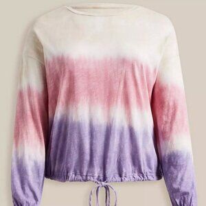 Torrid Cotton Modal Slub Drop Shoulder Tie Hem Long Sleeve Top